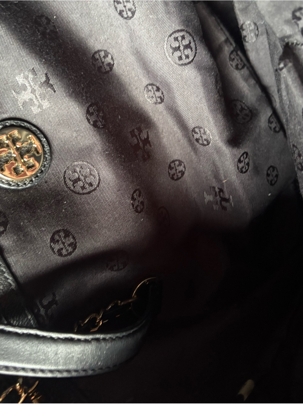 Tory Burch Black Leather Chain-Handle Tote with Gold Hardware - Picture 4 of 7
